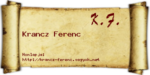 Krancz Ferenc névjegykártya